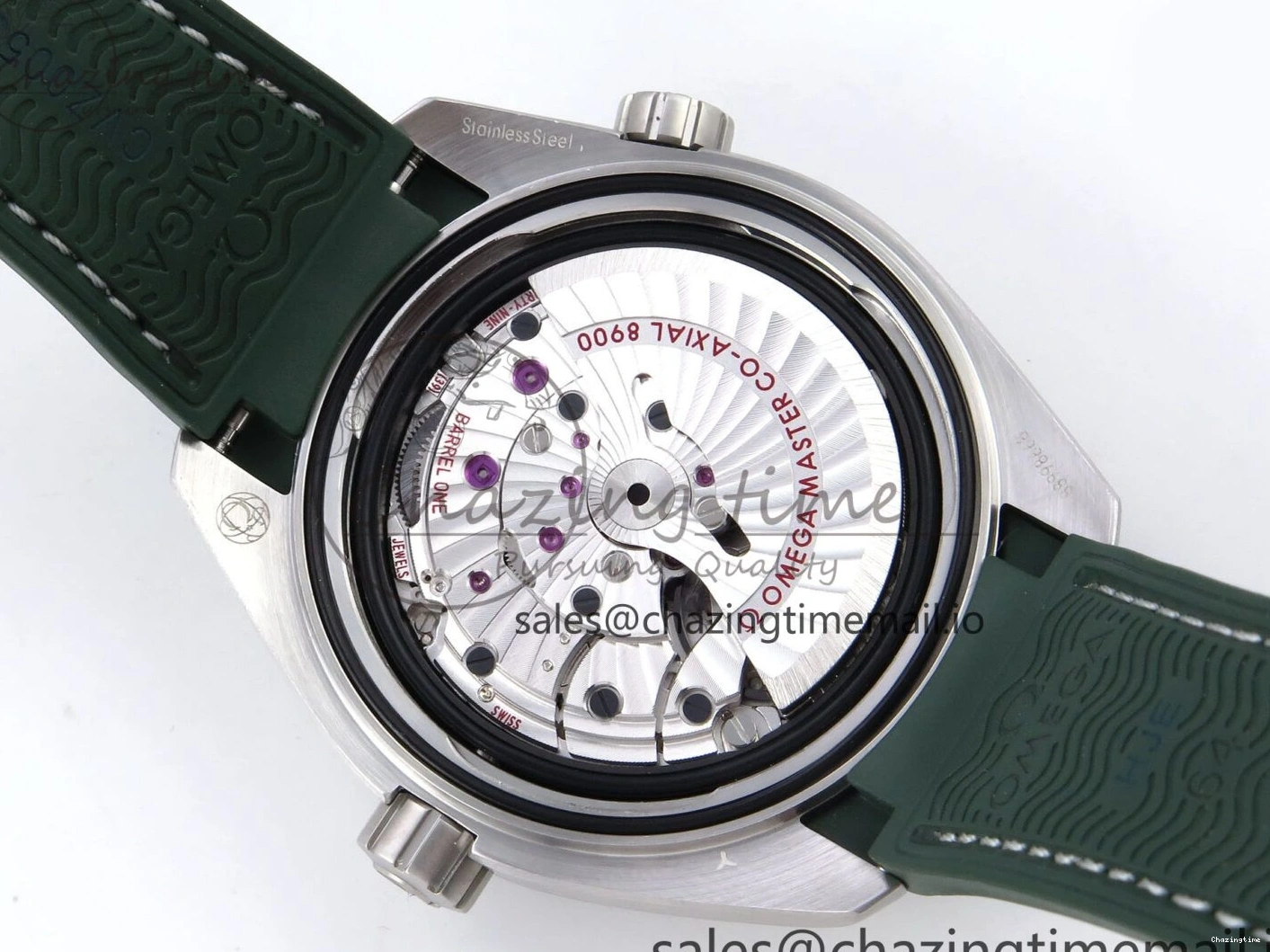0513 Planet Ocean 43.5mm SS VSF 1:1 Best Edition Green Bezel White Dial on Green Rubber Strap A8900 Super Clone Unisex 7713